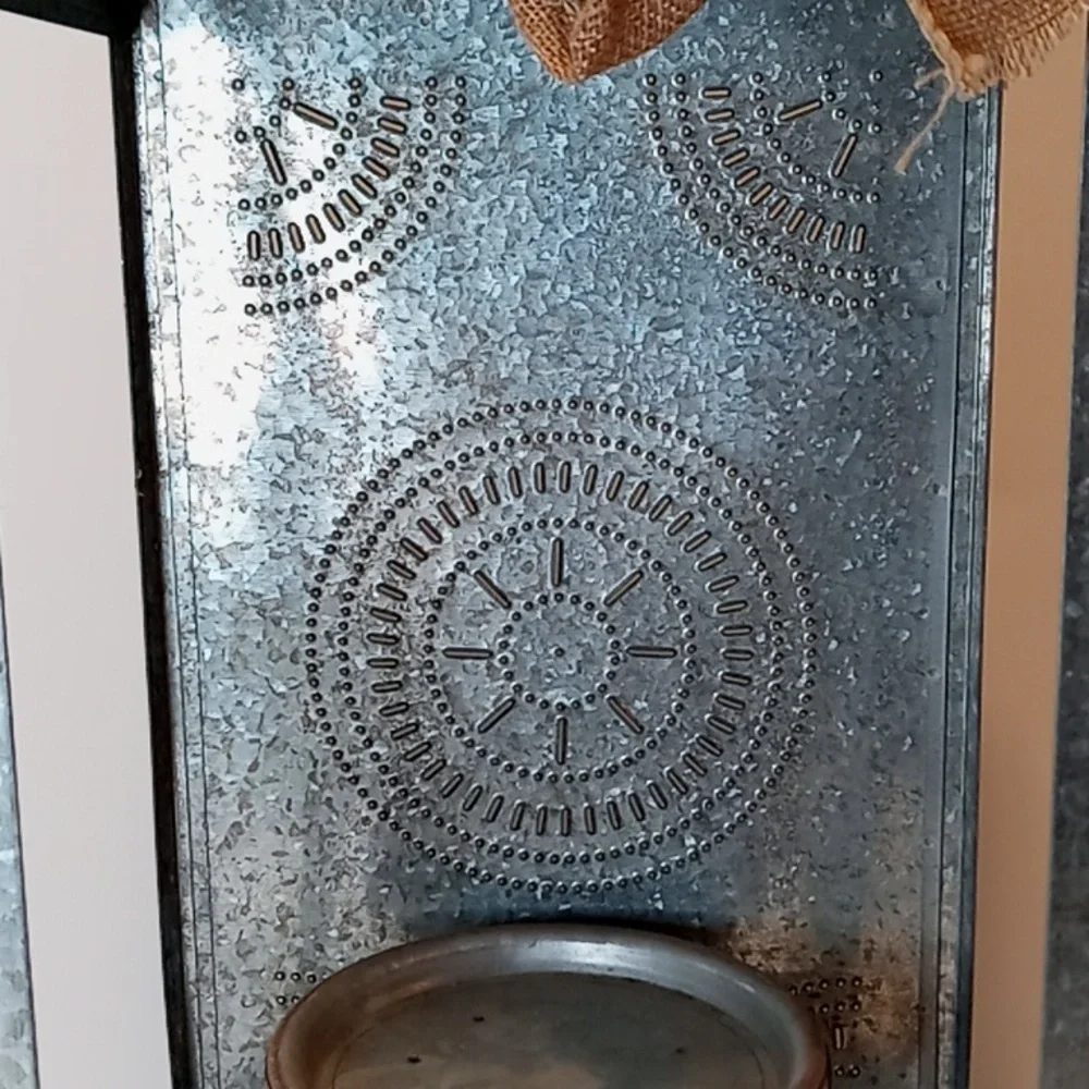 Pottery Barn Galvanized Large Metal Cut Out Hanging Lantern/Candle Holder